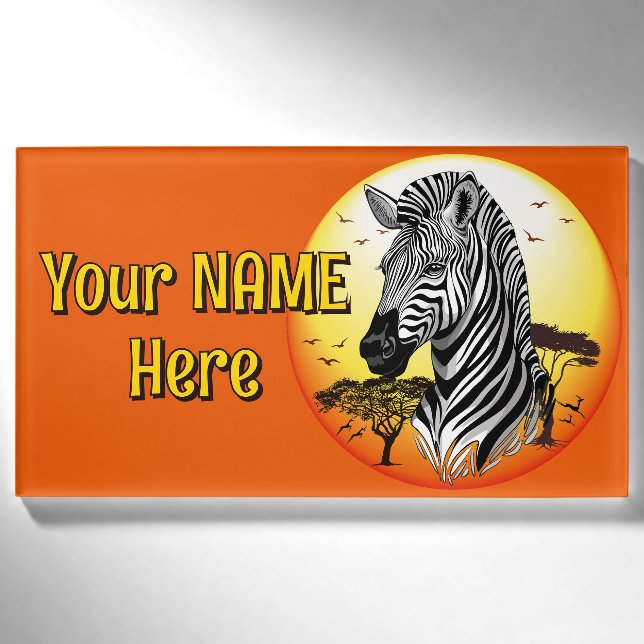 Zebra African Savanna Wild Animal Namenschild (Vorderseite)