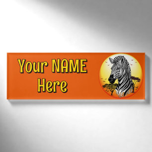 Zebra African Savanna Wild Animal Namenschild