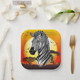 Zebra African Savanna Wild Animal Pappteller