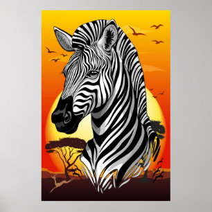 Zebra African Savanna Wild Animal Poster