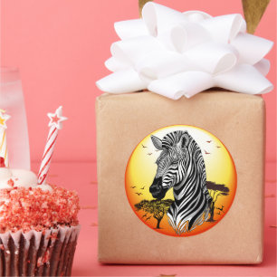 Zebra African Savanna Wild Animal Runder Aufkleber