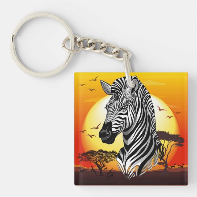 Zebra African Savanna Wild Animal Schlüsselanhänger (Vorderseite)