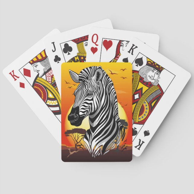 Zebra African Savanna Wild Animal Spielkarten (Rückseite)