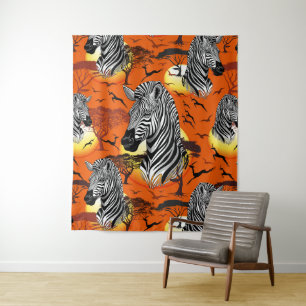 Zebra African Savanna Wild Animal Wandteppich