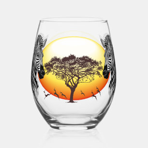 Zebra African Savanna Wild Animal Weinglas Ohne Stiel