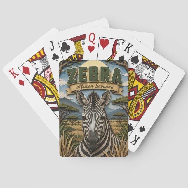 Zebra Afrikanische Savanne POPCUT Spielkarten (Rückseite)