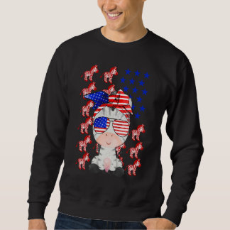Zebra American Flag Zebra Patriotic 4. Juli Sweatshirt