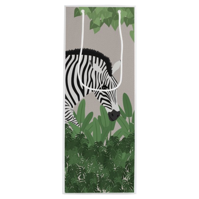 Zebra amongst Leaves Geschenktüte Für Weinflaschen (Vorderseite)