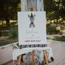 Zebra Animal Birthday Party Begrüßungszeichen