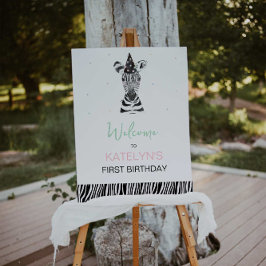 Zebra Animal Birthday Party Begrüßungszeichen Poster