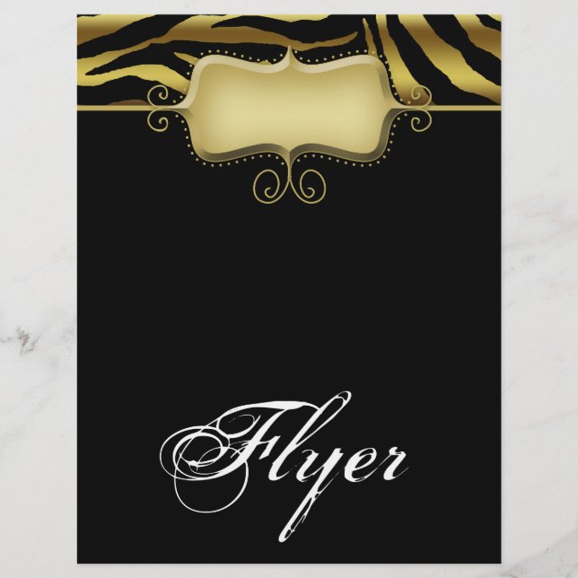 Zebra Animal Flyer Salon Wellness-Center Gold Blac (Vorne)