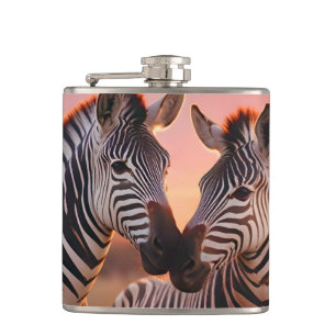 Zebra Animal Nature Zuneigung Gekümmert Flachmann