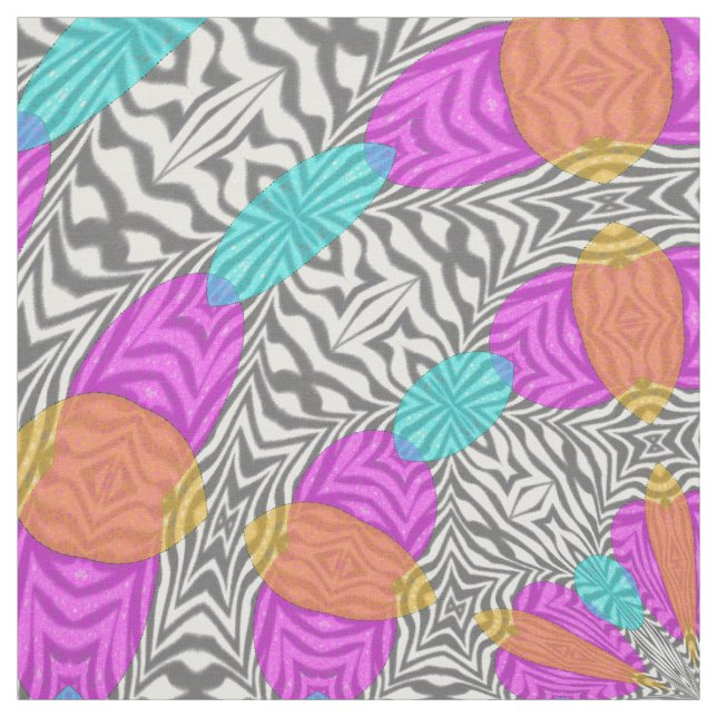 Zebra Animal Orange Pink Blue Print Muster Fabric Stoff (Muster)
