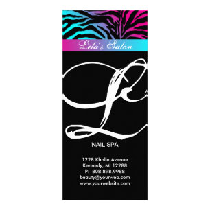 Zebra Animal Print Beauty Salon Rosa Blau Werbekarte