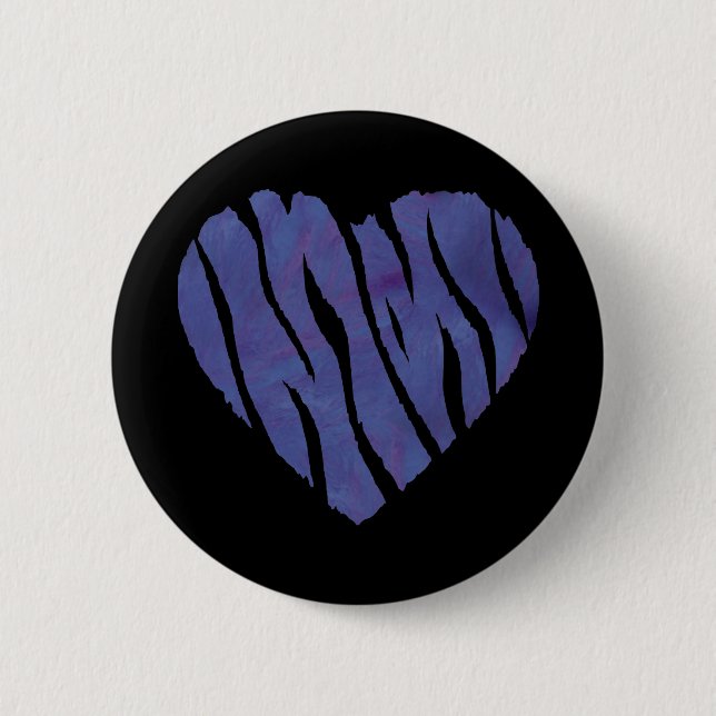 Zebra Animal Print Lila Heart Button (Vorderseite)