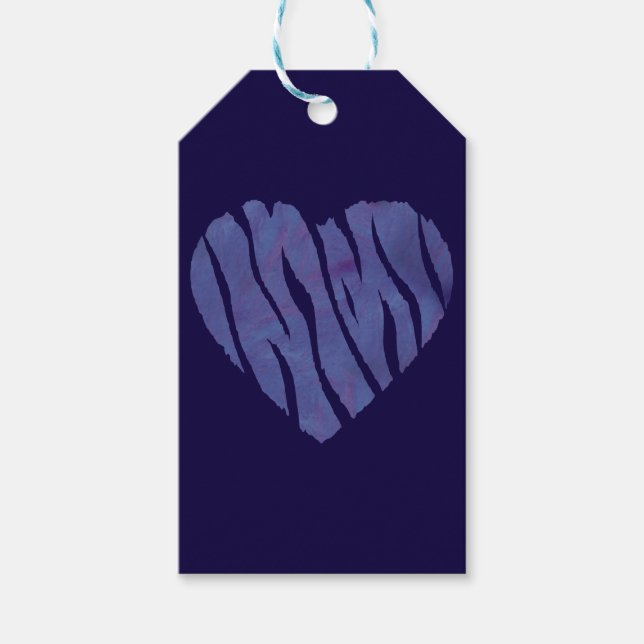 Zebra Animal Print Lila Heart Geschenkanhänger (Vorderseite)