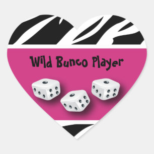 Zebra Animal Print World Bunco Player Herz-Aufkleber