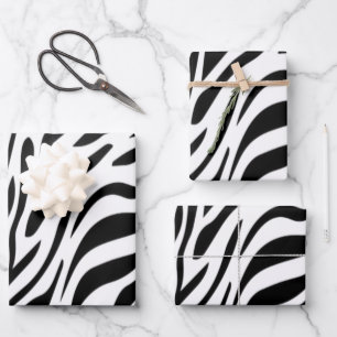 Zebra Animal Print Wrapping Paper Flat Sheet Geschenkpapier Set