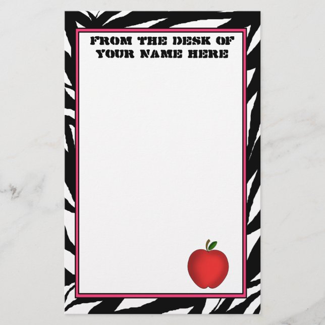 Zebra-Apple-Briefpapier Briefpapier (Vorderseite)