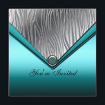 Zebra Aquamarin Blue 21. Geburtstagsfeier Party Ei Einladung<br><div class="desc">Elegant tiefblaues Aqua mit silberner Zebra-Top-Einladung zur 21. Geburtstagsfeier.</div>
