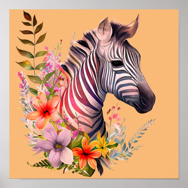 ZEBRA Aquarell Poster (Vorne)