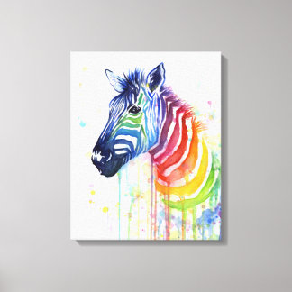Zebra Aquarelle Arc-en-ciel Peinture toile Imprime
