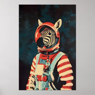 Zebra-Astronautenposter, Zebra-Retro-Druck, Zebra Poster