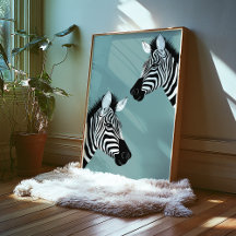 Zebra auf blaues Poster