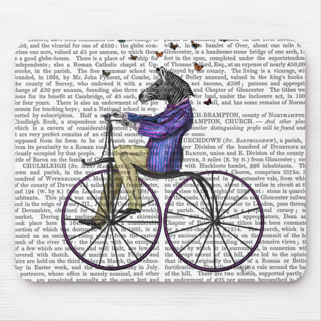 Zebra auf dem Fahrrad Mousepad (Vorne)