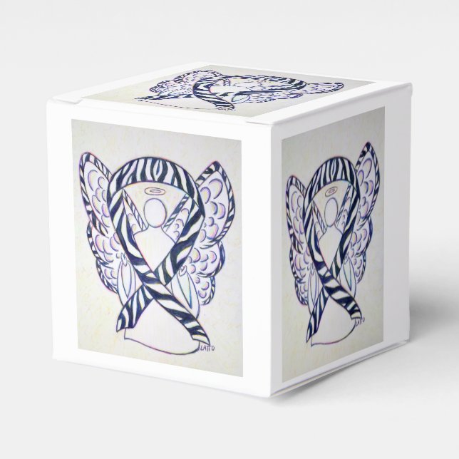 Zebra Awareness Ribbon Angel Gastgeschenk Box Geschenkschachtel (Vorderseite)