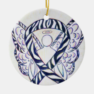 Zebra Awareness Ribbon Angel Kunst, Dichtung und M Keramik Ornament