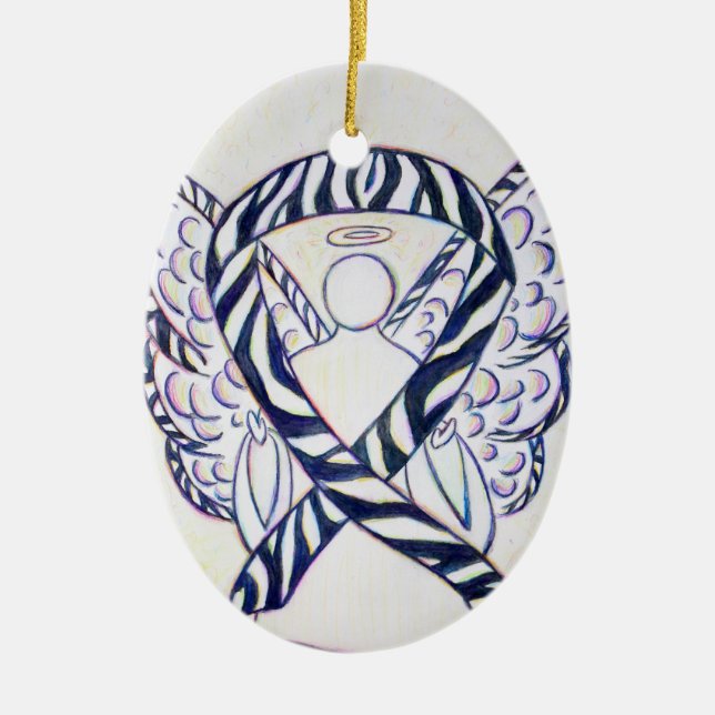 Zebra Awareness Ribbon Angel Ornament (Vorne)