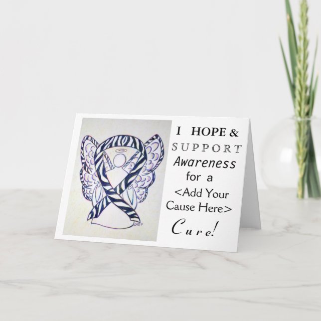 Zebra Awareness Ribbon Custom Ursache Engel Cards Karte (Vorderseite)