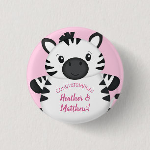 Zebra Baby Dusche Pink Button