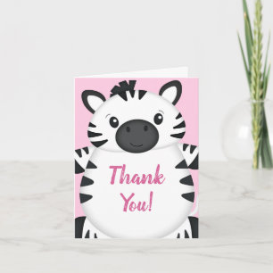 Zebra Baby Dusche Pink Dankeskarte