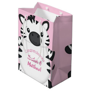 Zebra Baby Dusche Pink Mittlere Geschenktüte