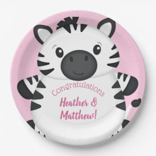 Zebra Baby Dusche Pink Pappteller