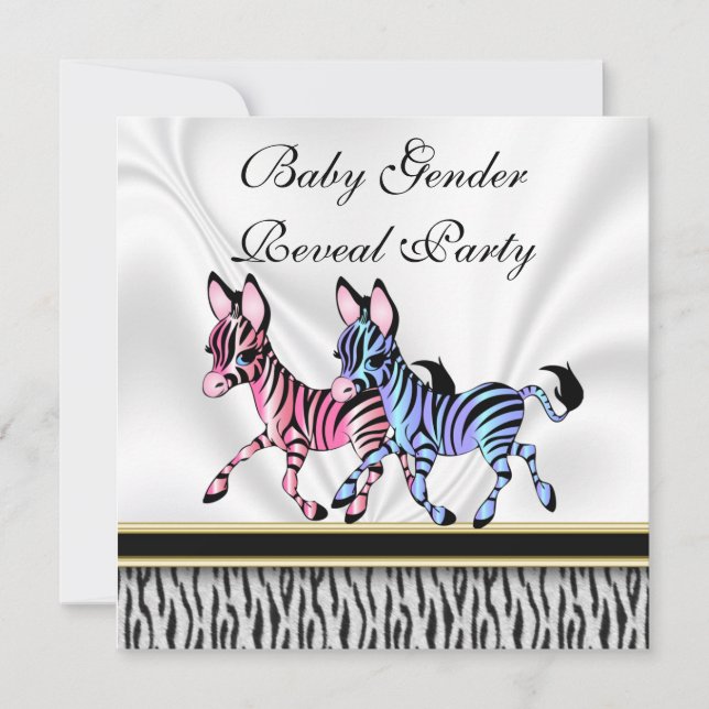 Zebra Baby Gender Reveal Party Einladung (Vorderseite)