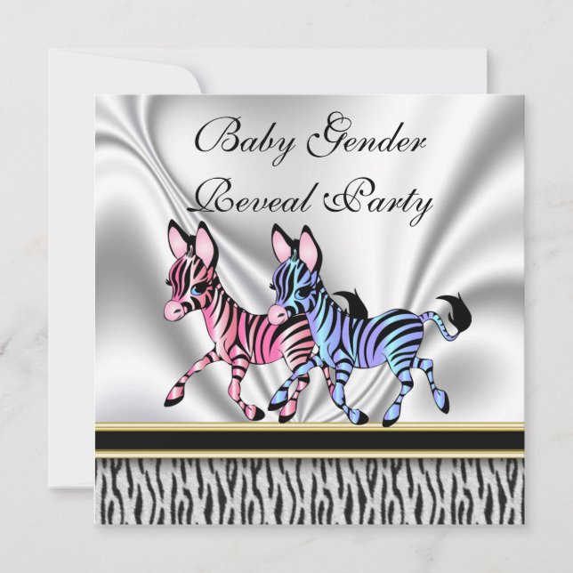 Zebra Baby Genre Reveal Party Invitation (Devant)