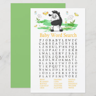 Zebra Baby Shooter Word Search Game