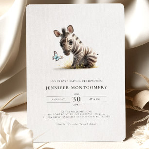 Zebra Baby shower Blue Boy Invitation