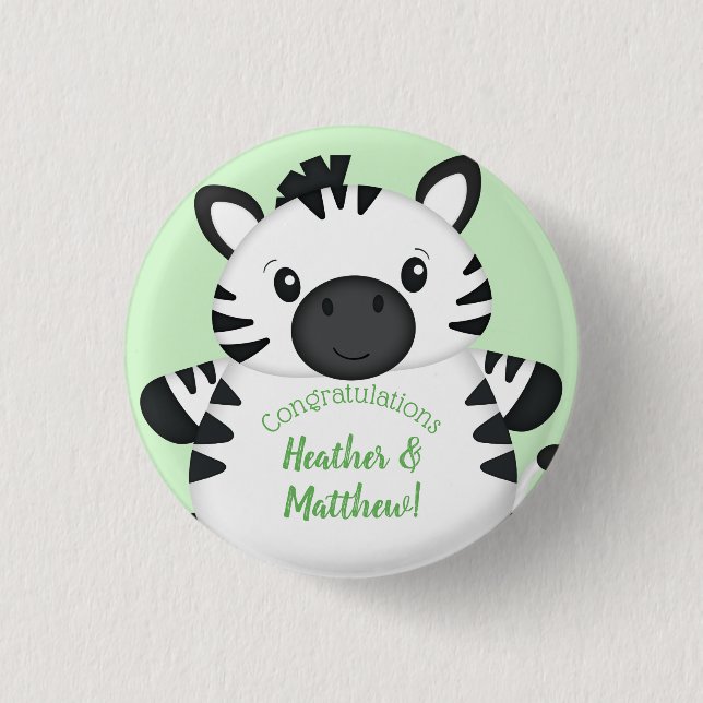 Zebra Baby Shower Button (Vorderseite)