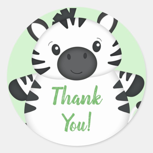 Zebra Baby Shower Runder Aufkleber (Vorderseite)