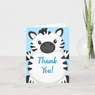 Zebra Baby Shower Safari Blue Boy Dankeskarte