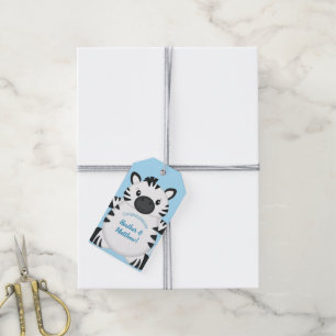 Zebra Baby Shower Safari Blue Boy Geschenkanhänger
