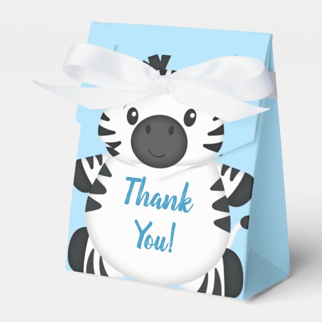 Zebra Baby Shower Safari Blue Boy Geschenkschachtel (Vorderseite)