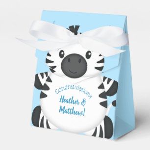Zebra Baby Shower Safari Blue Boy Geschenkschachtel