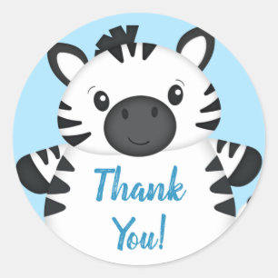Zebra Baby Shower Safari Blue Boy Runder Aufkleber