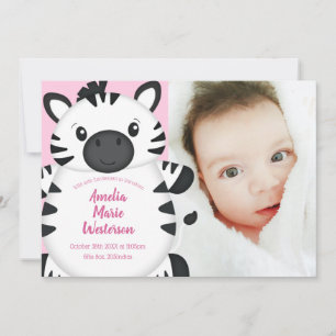 Zebra Baby Shower Safari Pink Girl Einladung