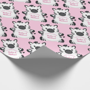 Zebra Baby Shower Safari Pink Girl Geschenkpapier
